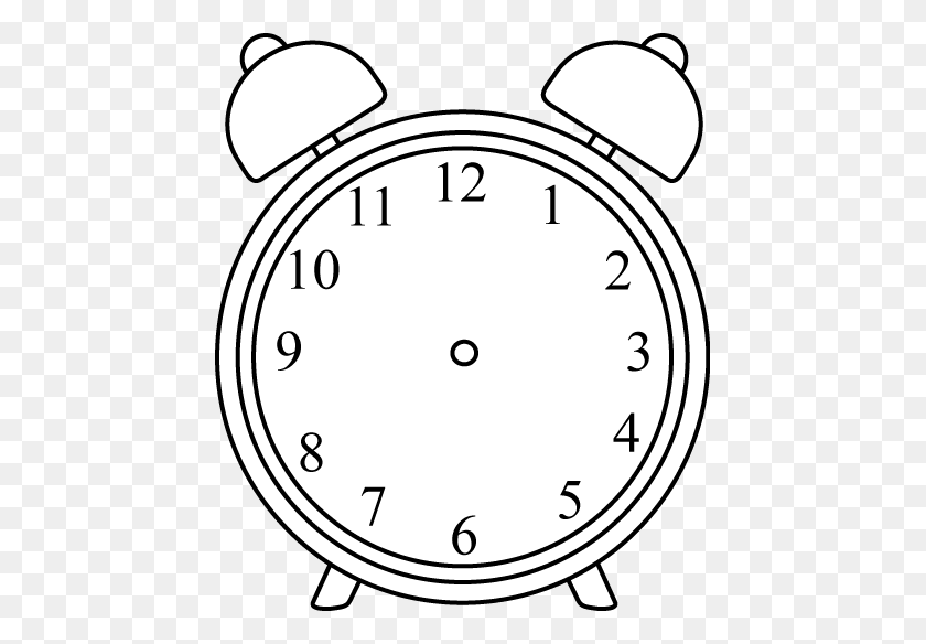 449x524 Reloj Despertador Blanco Y Negro Sin Manos Fuentes, Fuentes, Fuentes - Clipart De Reloj Escolar
