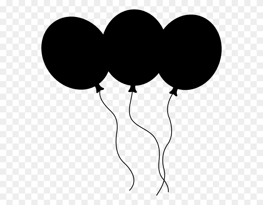 576x597 Black And White Balloons Clipart Black Balloons Clip Art - Dinosaur Clipart PNG