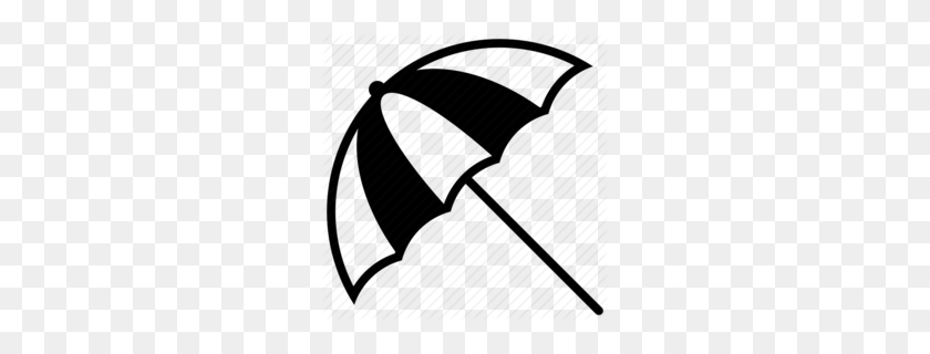 260x260 Black And White Beach Umbrella Clipart - Beach Umbrella Clipart Black And White