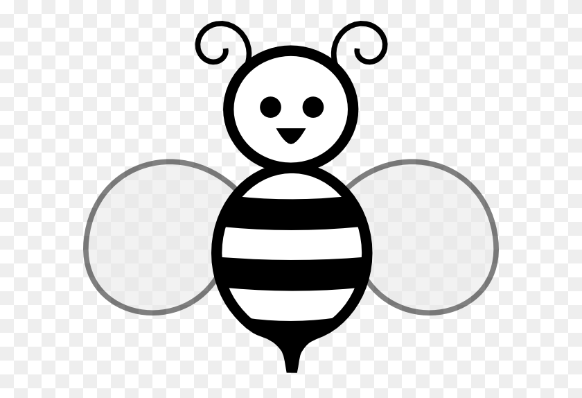 600x514 Black And White Bee Clip Art - Bumble Bee Clipart Black And White
