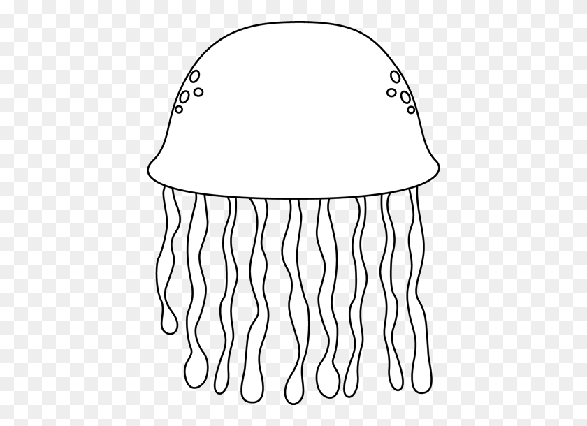 420x550 Black And White Black And White Jellyfish - Jellyfish PNG