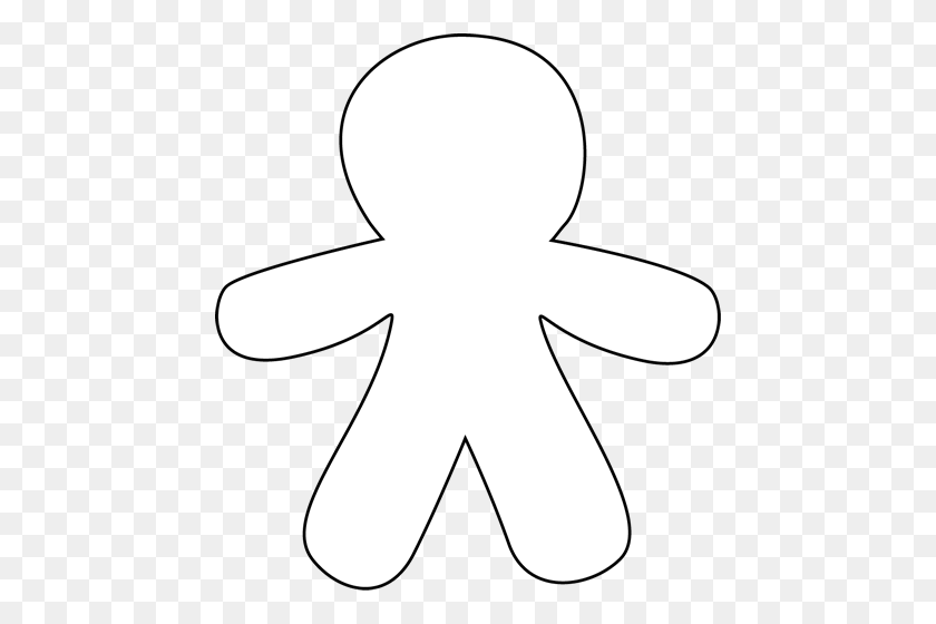 454x500 Black And White Blank Gingerbread Man Clip Art - Blank Clipart