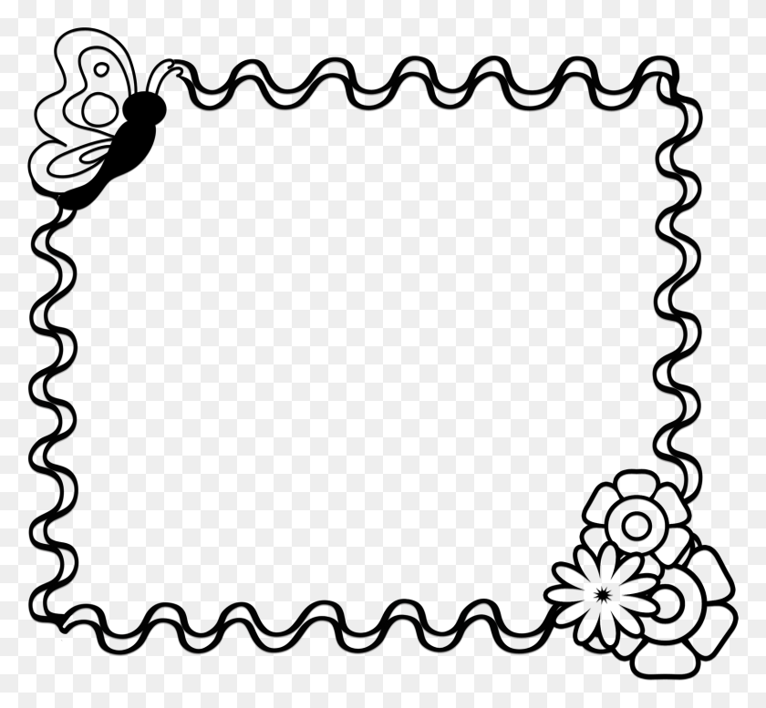 1600x1472 Black And White Border Clip Art - Cross With Flowers Clipart