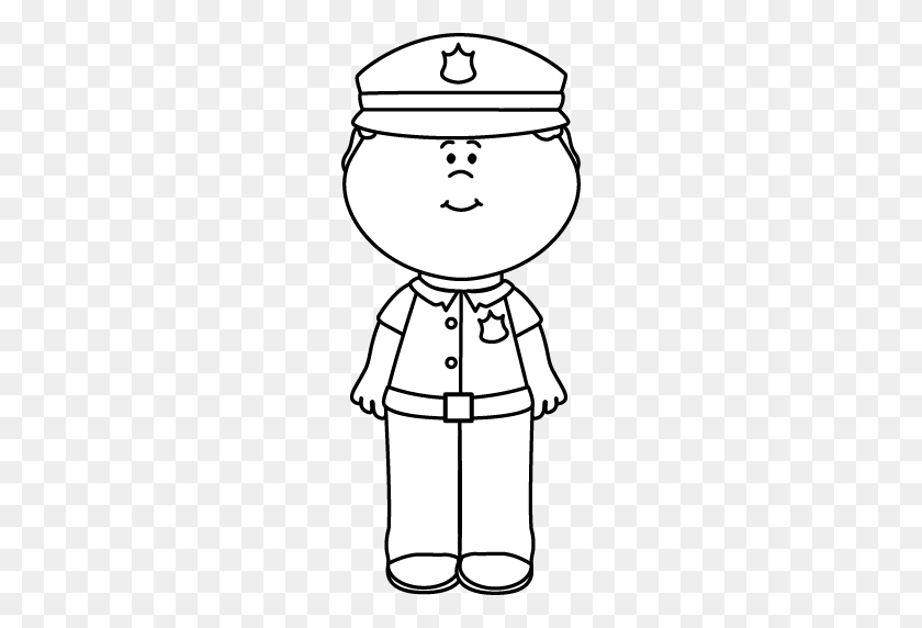 218x512 Dibujos Para Colorear De Un Oficial De Policia De Blanco Y Negro - Kindergarten Clipart Black And White