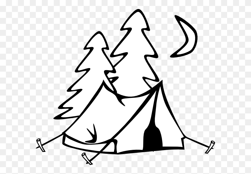 600x523 Black And White Camping Clipart - Smores Clipart Black And White