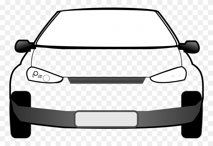 2555x1703 Black And White Car Clipart - Car Top View PNG