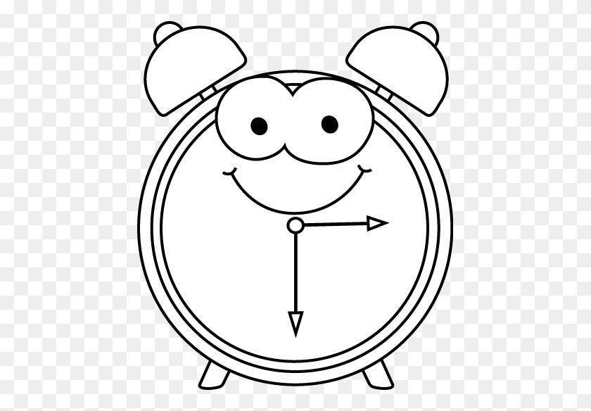 449x524 Black And White Cartoon Alarm Clock Clip Art - Alarm Clock Clipart Black And White