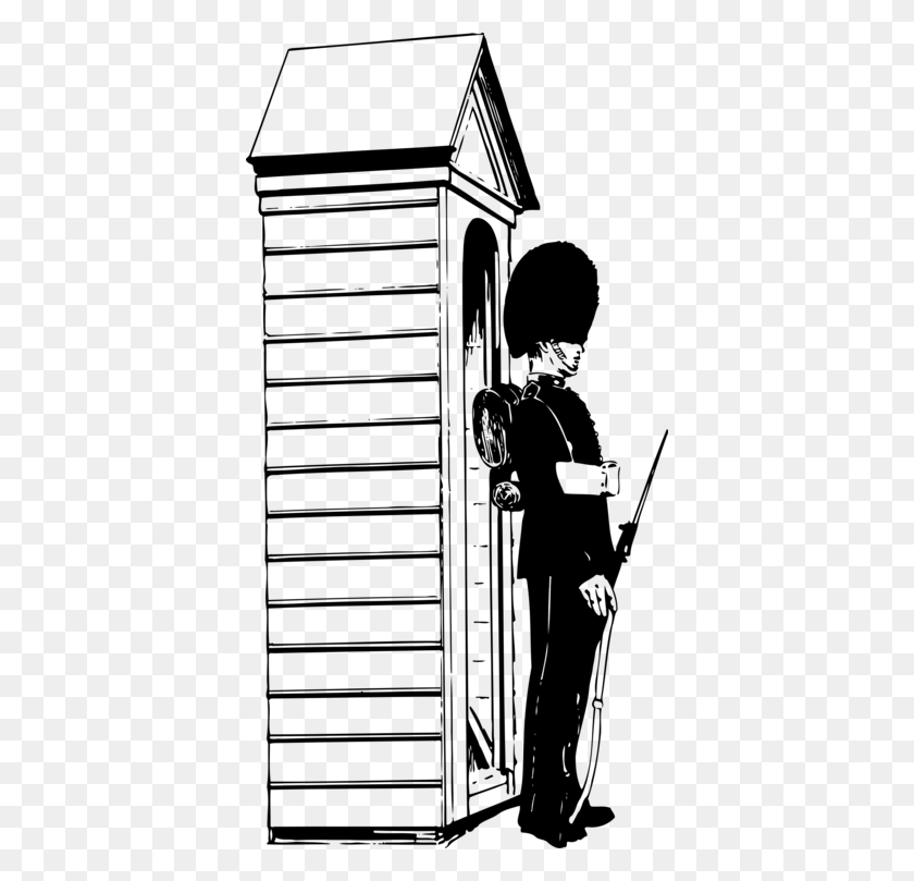 388x749 Black And White Cartoon The Sentry Drawing - River Clipart Black And White