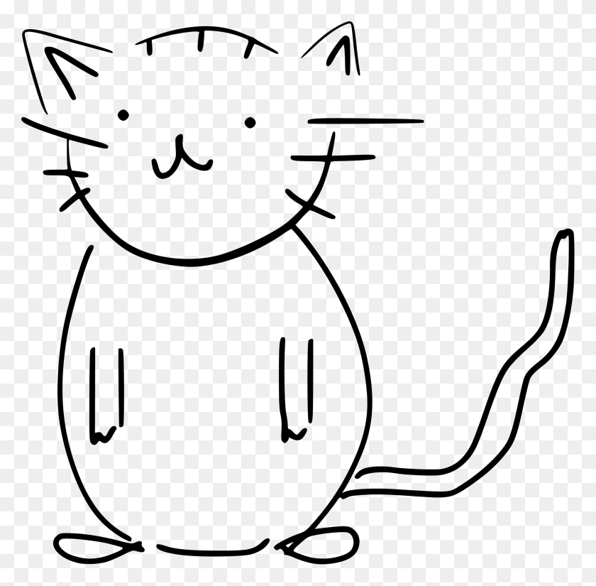 2000x1964 Black And White Cat Sketch - Sketch PNG