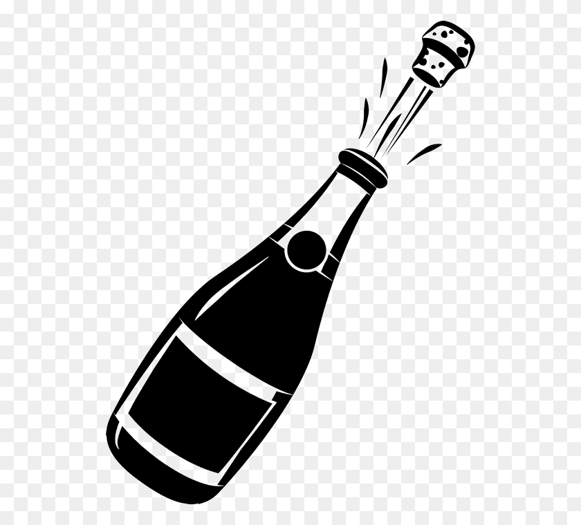 534x700 Черно-Белая Бутылка Шампанского Клипарт Картинки - Бутылка Воды Клипарт Черно-Белый