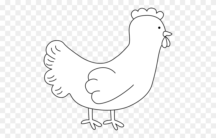 500x477 Black And White Chicken Clip Art - Chicken Leg Clipart