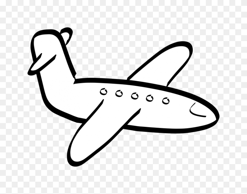 830x641 Black And White Clip Art Airplane - Airplane Clipart Black And White