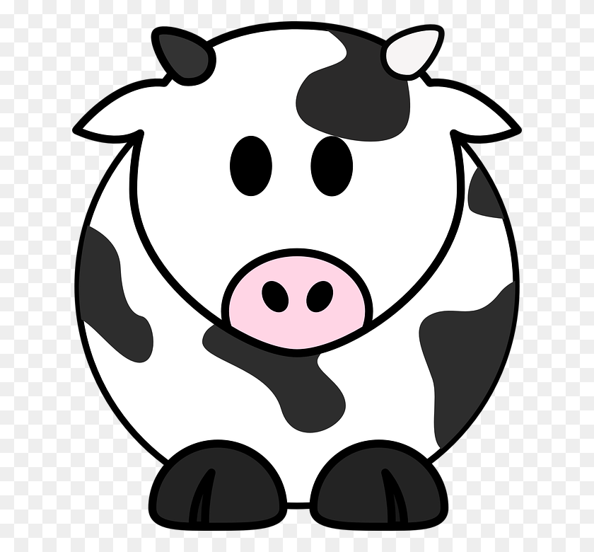 636x720 Black And White Clipart Cow - Cow Clipart Black And White