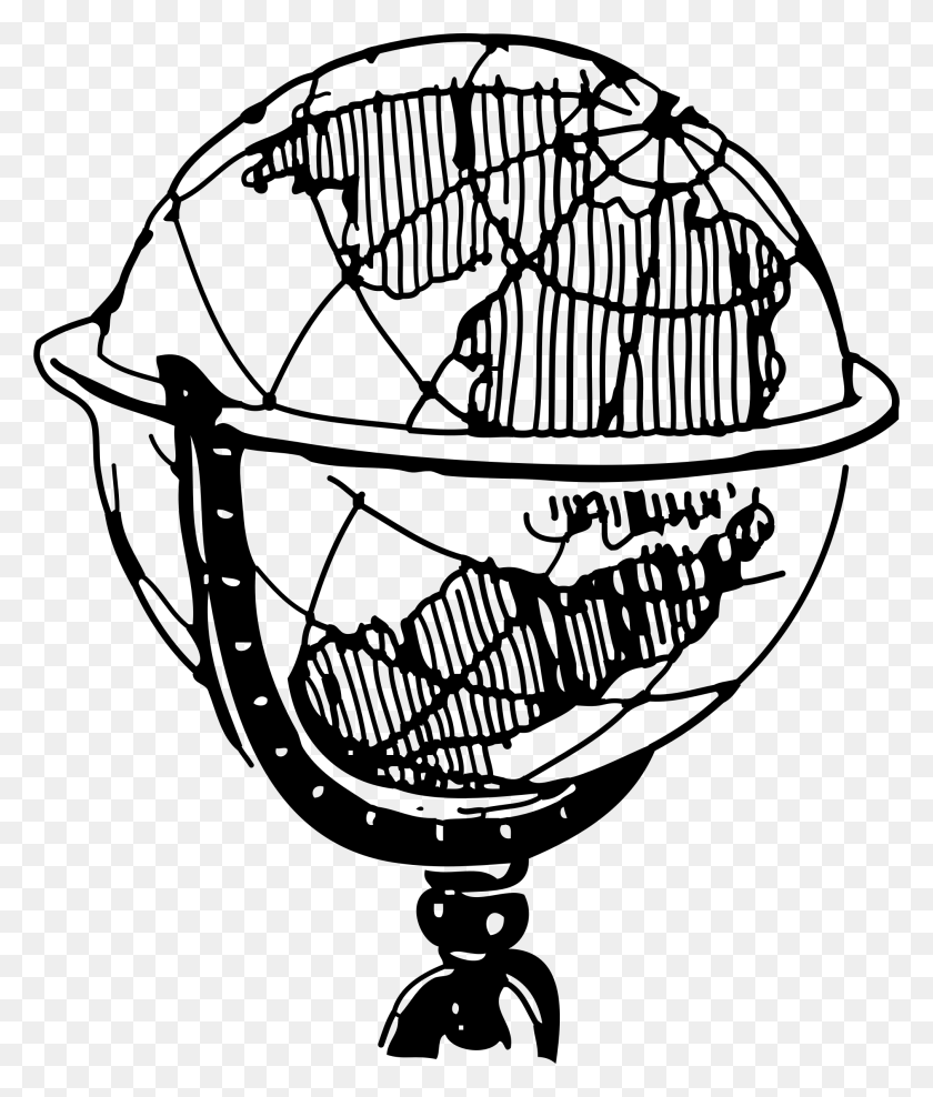 2016x2400 Black And White Clipart Globe - Vintage Globe Clipart