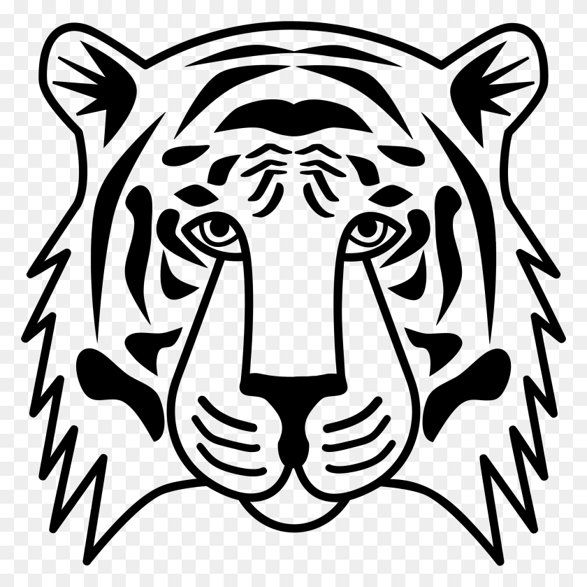 2320x2318 Imágenes Prediseñadas En Blanco Y Negro De Tigre - Clemson Tiger Clipart