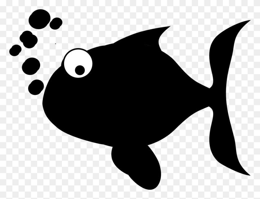 960x719 Черно-Белый Клипарт Силуэт Рыбы - Рыба, Выпрыгивающая Из Воды Клипарт