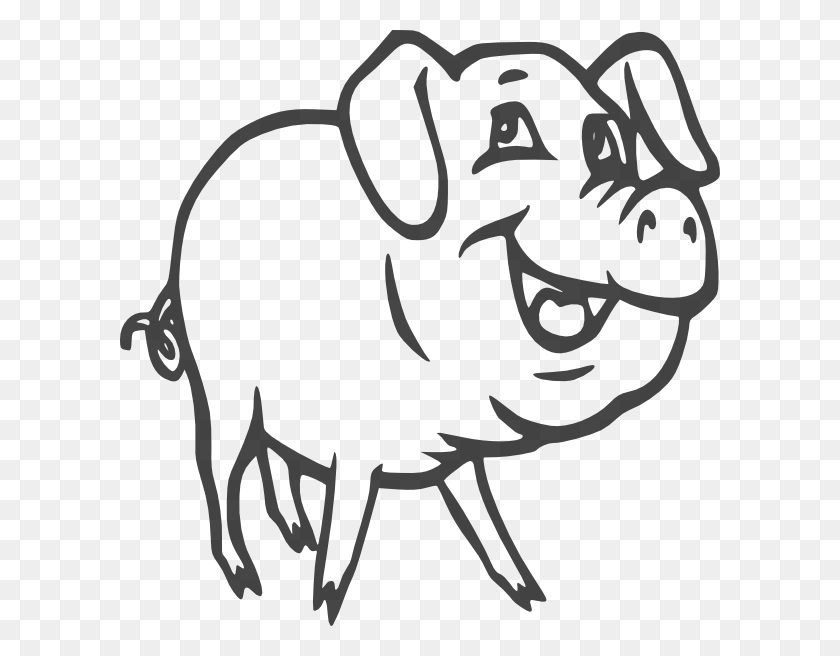 600x596 Black And White Clipart Of Pig - Black And White Clipart Pig