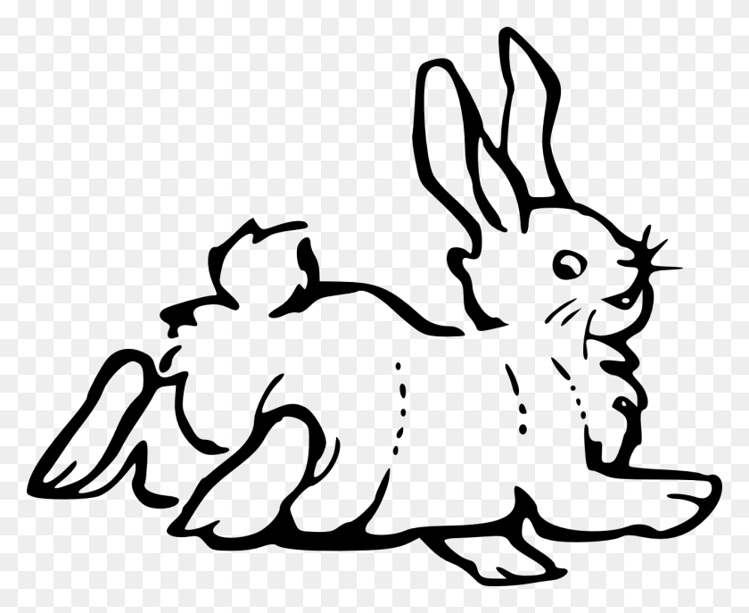 1331x1070 Black And White Clipart Of Rabbit - Woodland Bunny Clipart