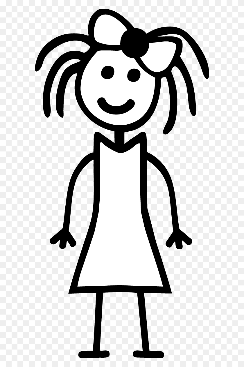 600x1200 Black And White Clipart Stix Girl Black And White Clip Art Stix - Stick Family Clipart