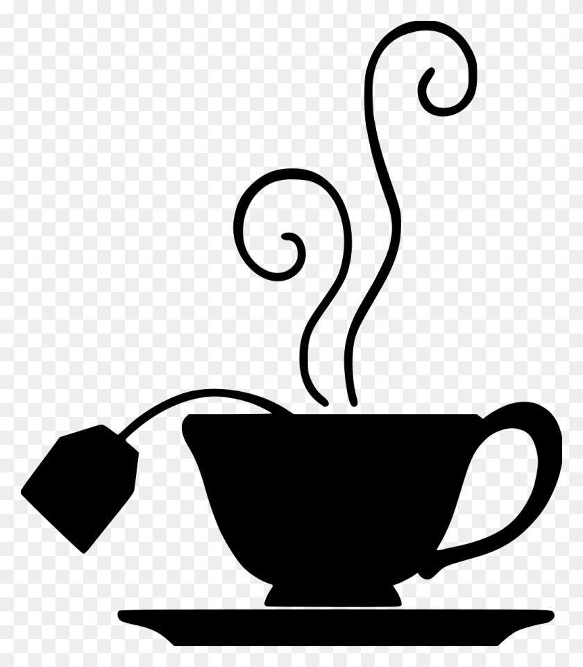 1039x1199 Black And White Clipart Teacup Coffee Tea Cup Silhouette Png - Coffee To Go Cup Clipart