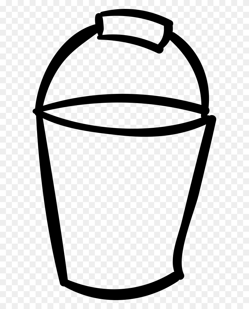620x980 Black And White Clipart Watering Cans Bucket Drawing Png - Bucket Clipart Black And White
