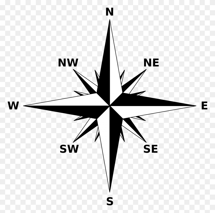 2400x2377 Black And White Compass Png Clipart - Compass PNG