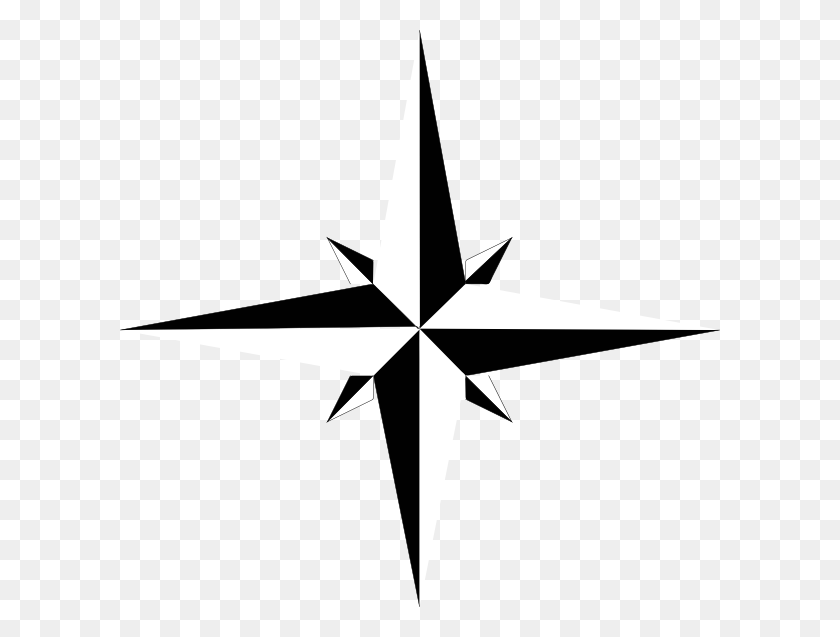 600x577 Black And White Compass Rose No White Clip Art - Compass Rose PNG