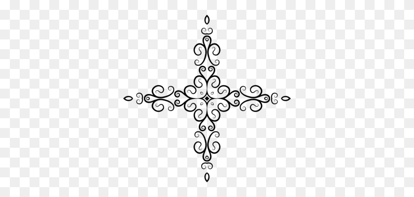 340x340 Черно-Белый Крест Спиральной Геометрии Полутонов - Распятие Клипарт Черный И Белый