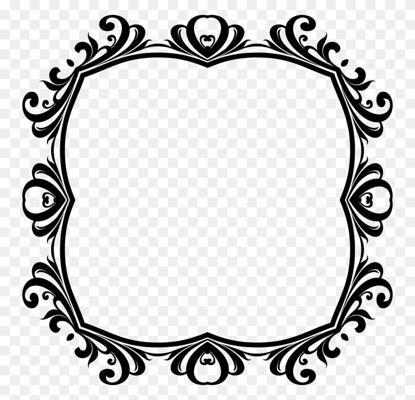 750x750 Black And White Decorative Borders Picture Frames Ornament Free - Picture Frame Clipart Black And White