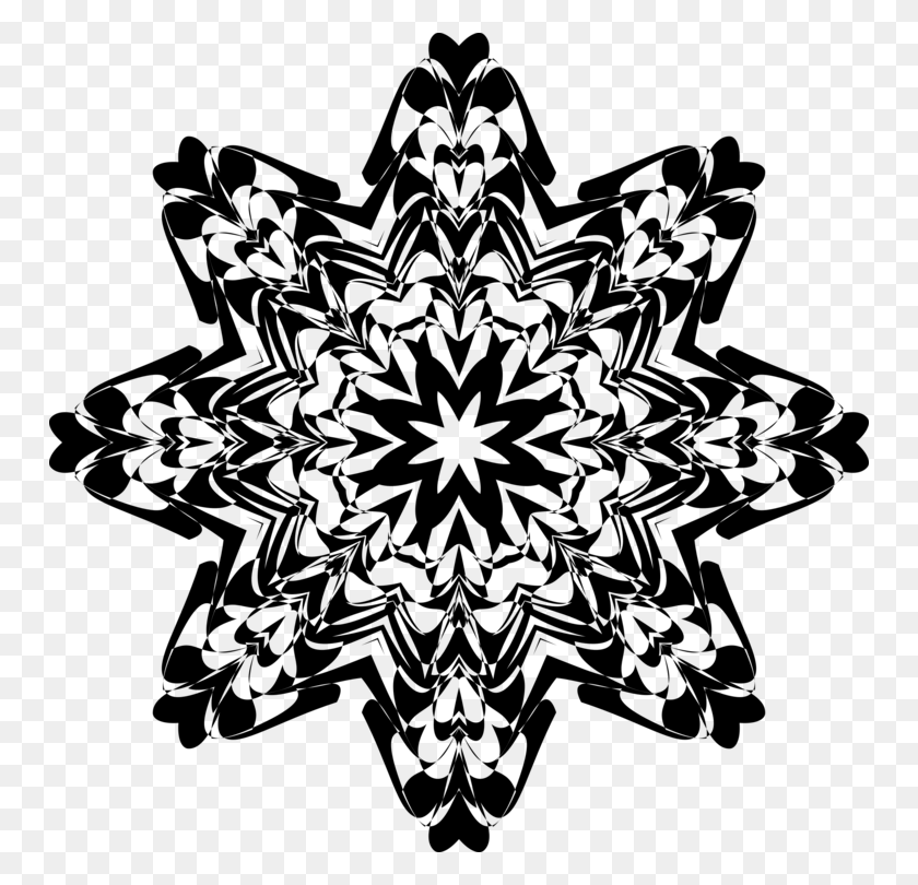 750x750 Черно-Белый Рисунок Монохромной Мандалы - Мандала Клипарт