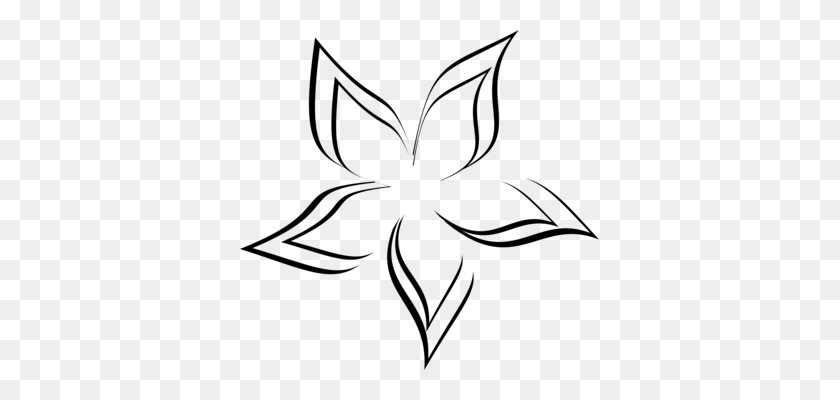 359x340 Черно-Белый Рисунок Тюльпан Цветок Линии Искусства - Майские Цветы Клипарт