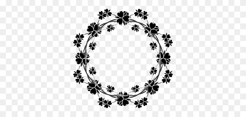 340x340 Black And White Drawing Visual Arts Floral Design - Floral Banner Clip Art