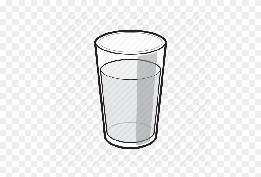 512x512 Black And White, Drink, Glass, Glass Of Water, Water, Water Glass Icon - Glass Of Water PNG