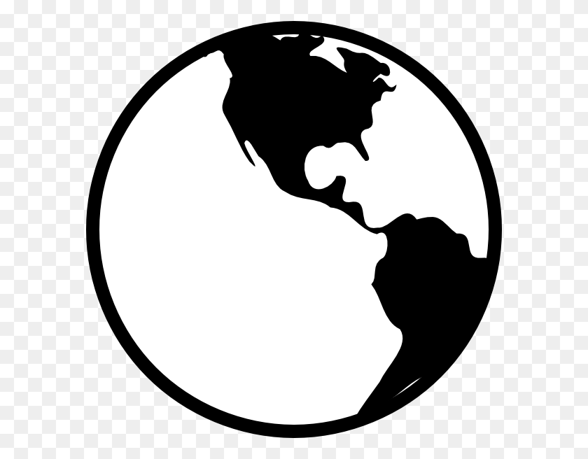 594x596 Black And White Earth - Flat Earth Clipart