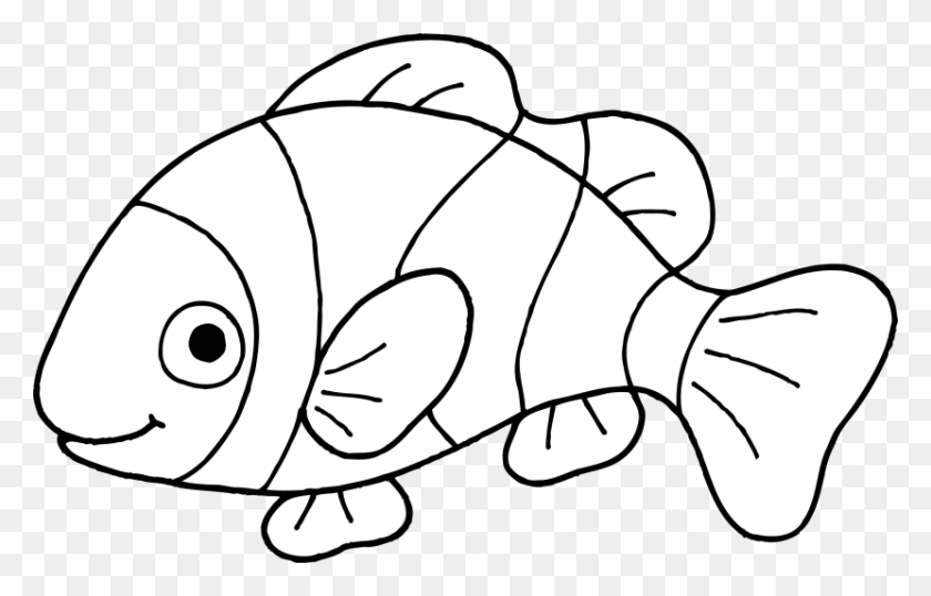 830x509 Black And White Fish Clipart - Ocean Fish Clipart