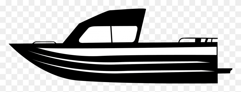 2547x862 Черно-Белый Клипарт Рыбацкая Лодка - Рыбацкая Лодка Клипарт Черный И Белый
