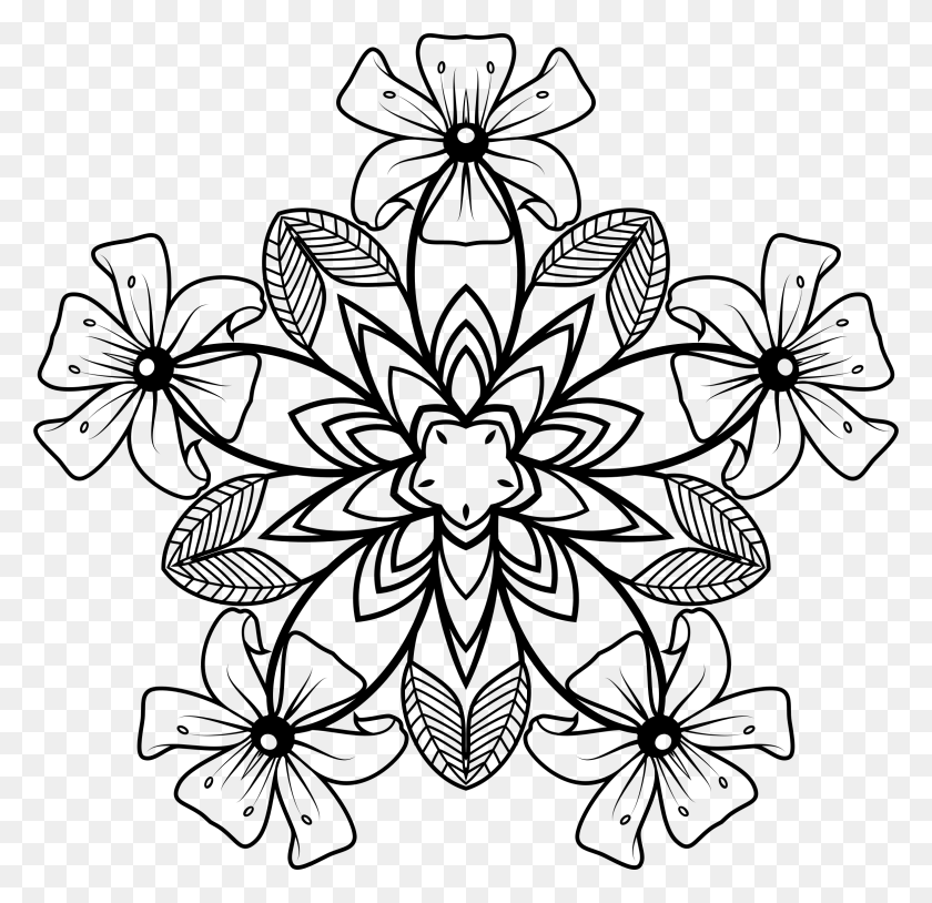 2354x2278 Iconos De Diseño Floral Blanco Y Negro Png - Diseño Floral Png