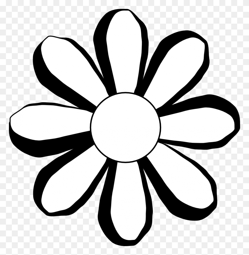 999x1029 Black And White Flower Clip Art - Free Dog Clipart Black And White