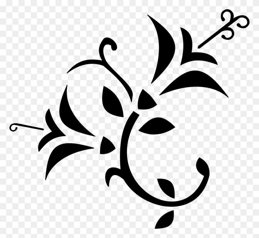 800x732 Imágenes Prediseñadas De Diseño De Flores En Blanco Y Negro - Clipart De Pared En Blanco Y Negro