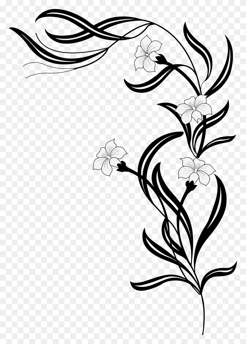1556x2229 Flores En Blanco Y Negro Png - Dibujo De Flores Png
