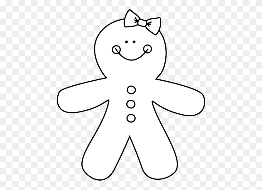 476x550 Black And White Gingerbread Girl Gingerbread Man - Snowman Clipart Black And White