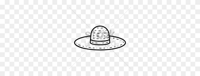 260x260 Black And White Hat Clipart - Straw Hat Clipart