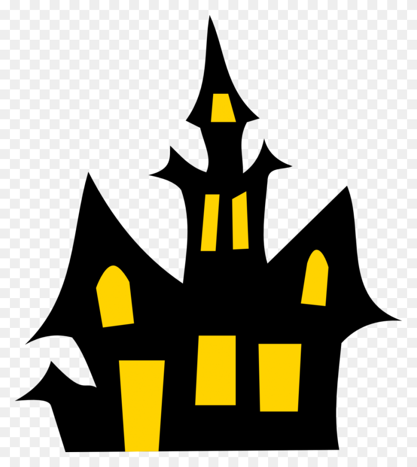 907x1024 Black And White Haunted House Clipart Images Winging - Dollhouse Clipart