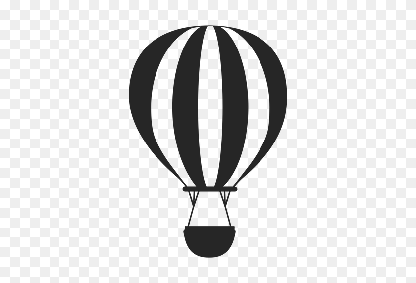 512x512 Black And White Hot Air Balloon Silhouette - Hot Air Balloon Black And White Clipart