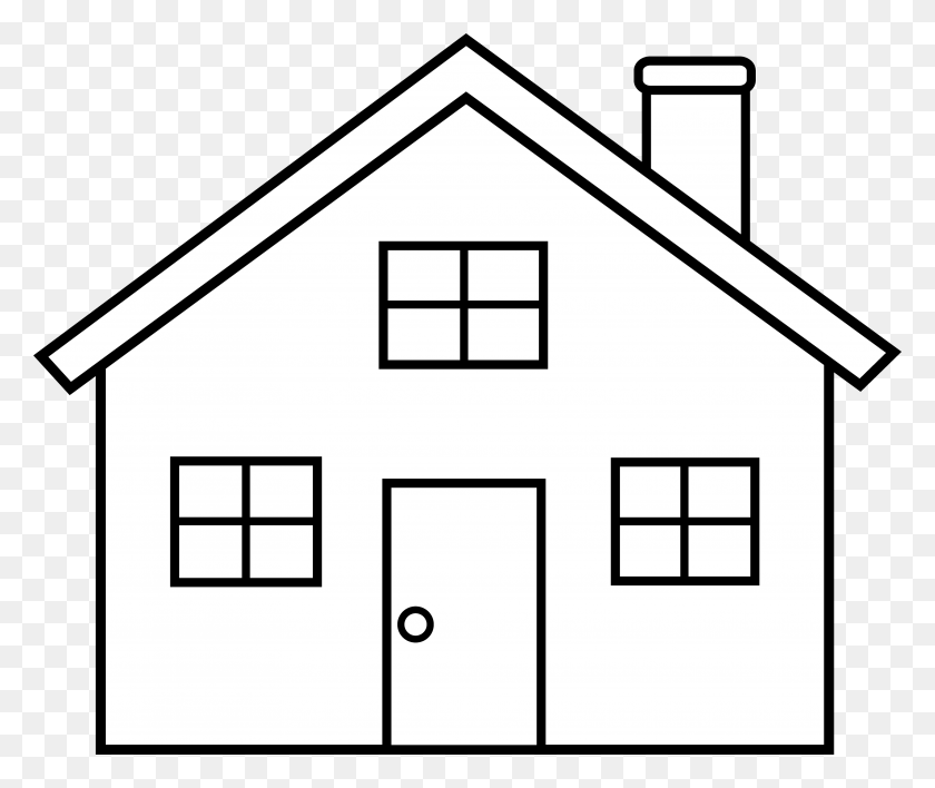 3589x2986 Black And White House Hand Embroidery House, Home - Outline Of House Clipart