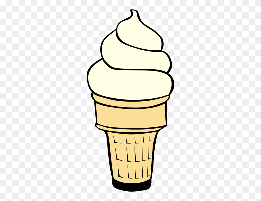 282x587 Black And White Ice Cream Cone Clipart - Snow Cones Clipart