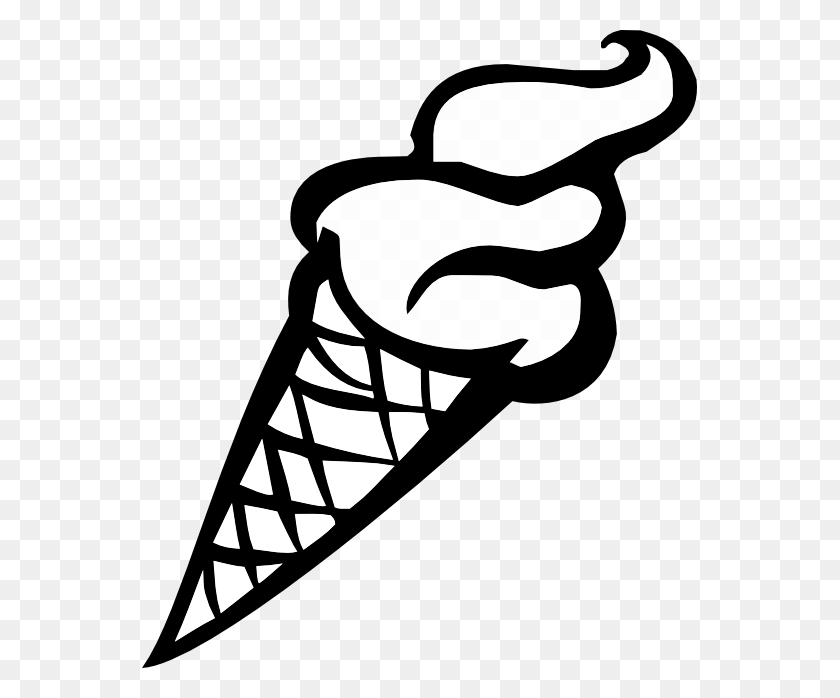 555x638 Black And White Ice Cream Cone Clipart - Ice Cream Cone Clipart Black And White