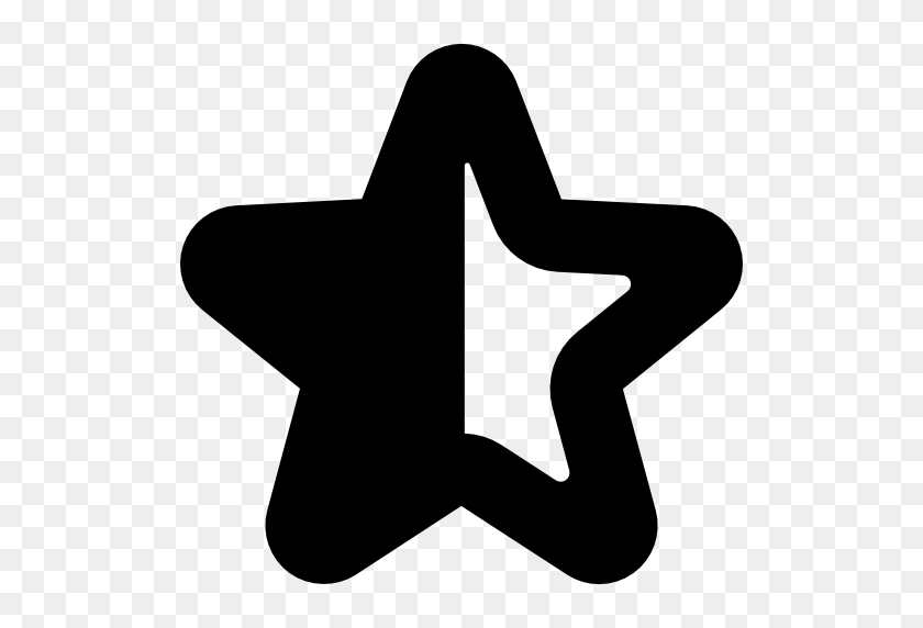 512x512 Black And White Icon - White Star PNG