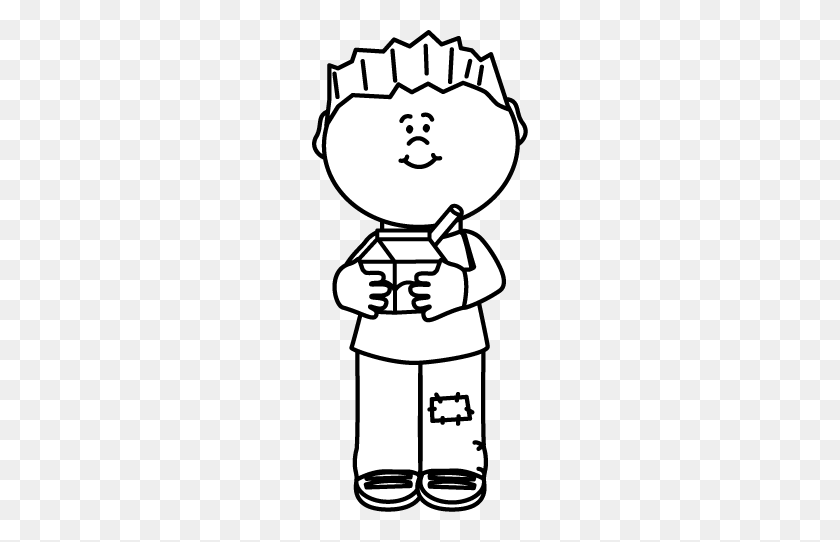 216x482 Black And White Kid Drinking Milk Beslenme - Milk Clipart Black And White