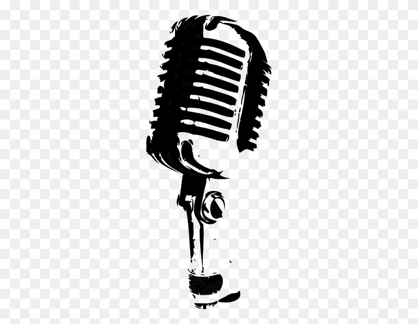 252x591 Black And White Microphone Clip Art - Singing Clipart Black And White